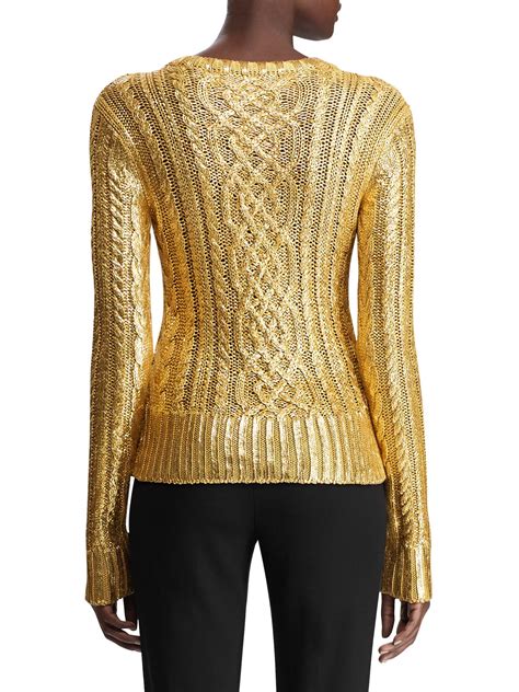 sweater knit metallic fabric|metallic gold sweaters for women.